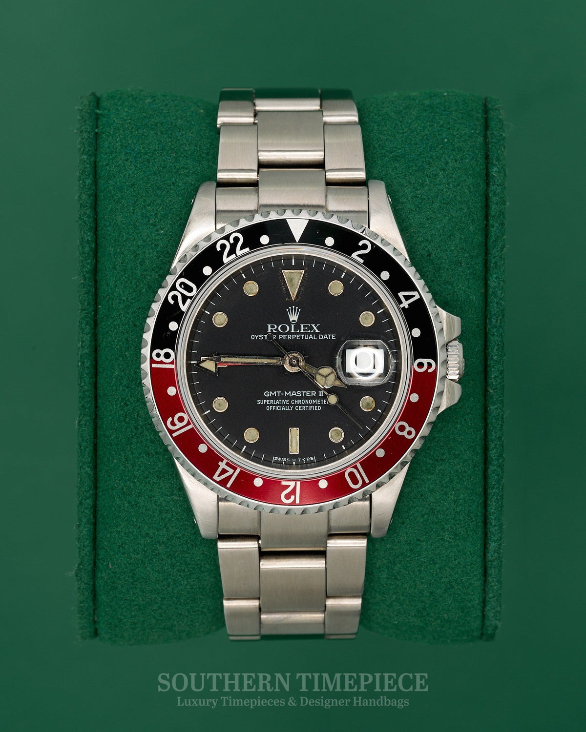 40mm Rolex GMT Master II "Coke" "Fat Lady" in Stainless Steel on Oyster (Ref: 16760)(Year: 1985)(Vintage)