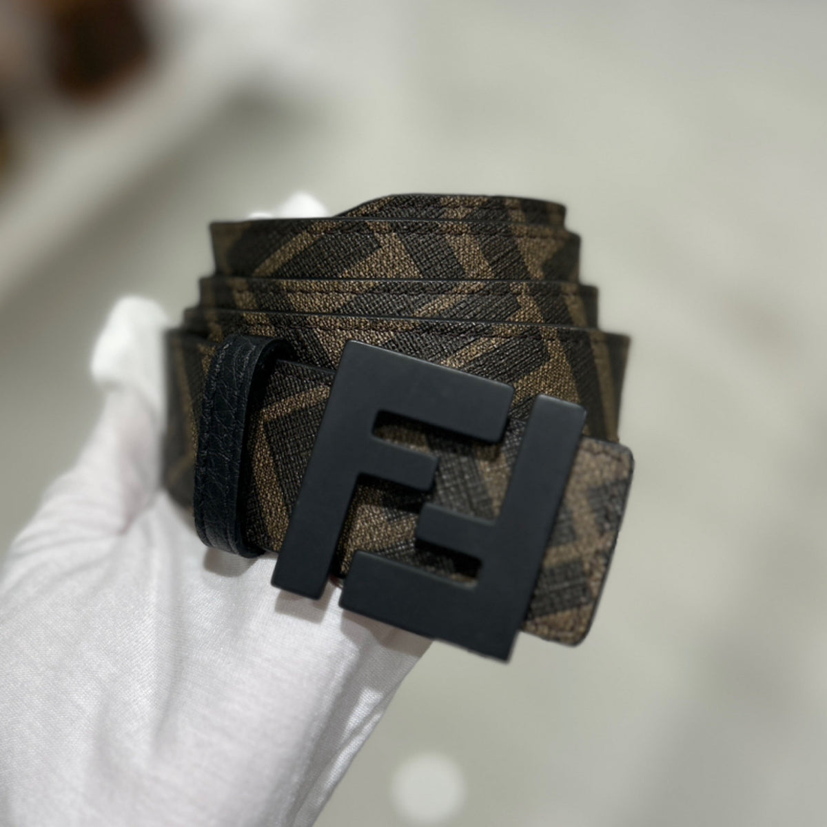 Fendi Reversible Belt - FF Canvas & Black Leather