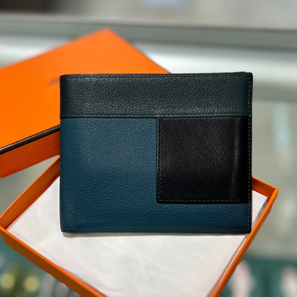 Hermès MC2 Copernic Compact Wallet - Colvert/ Noir/ Cypress Leather (2021)