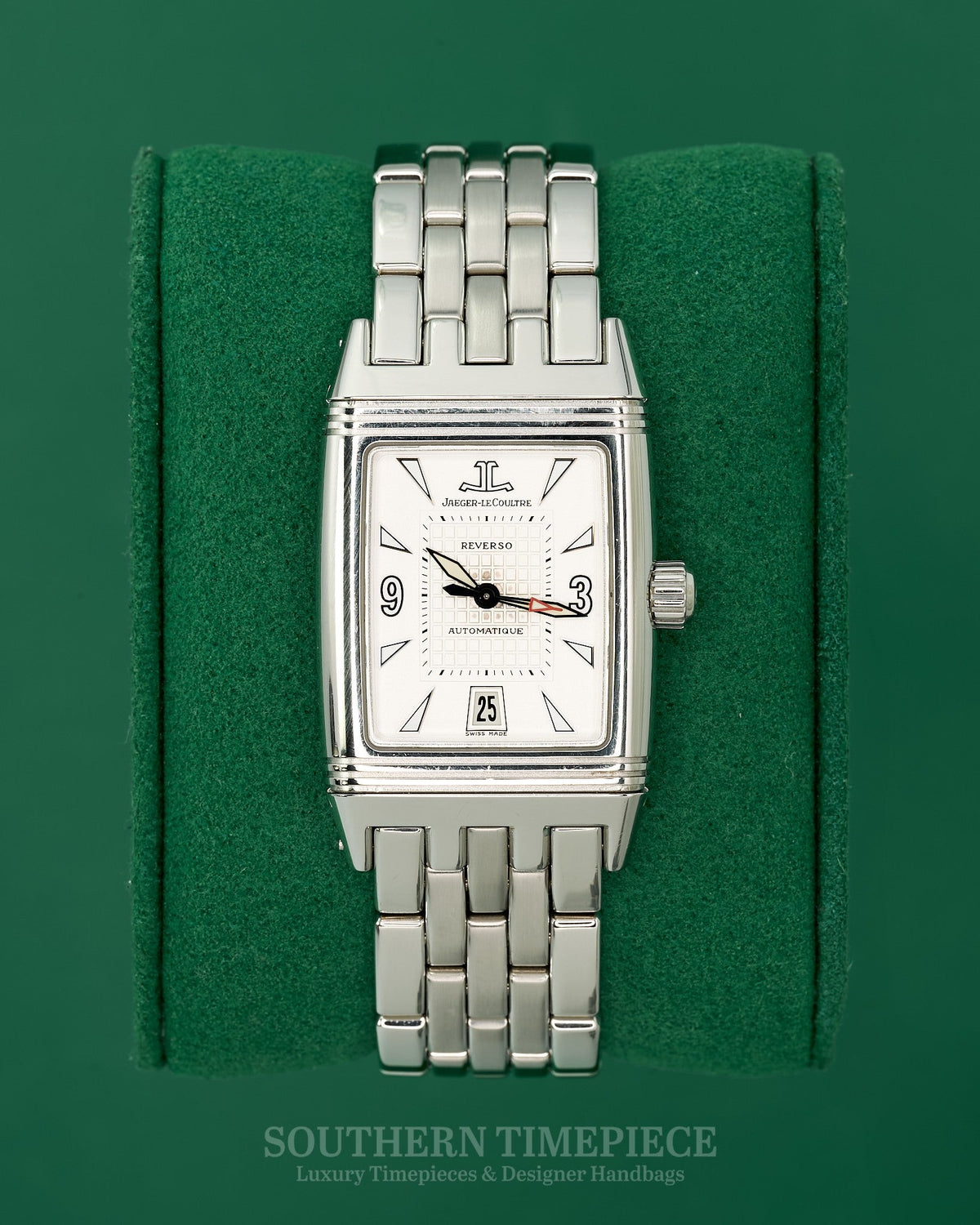 43x27mm Jaeger LeCoultre Gran Sport Reverso in Stainless Steel with White Dial (Ref: Q2908101)(Year: 2003)(Box & Papers)