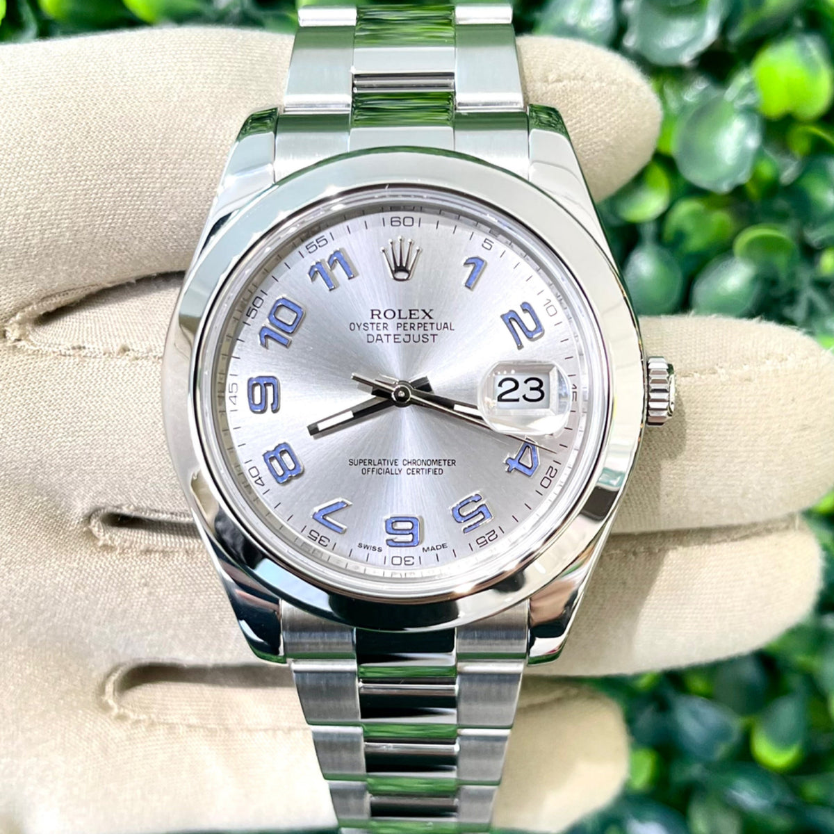 41mm Rolex Datejust in Stainless Steel with Silver Arabic Dial (Ref: 116300)(Year: 2011+)(Box & 2025 CPO Card)