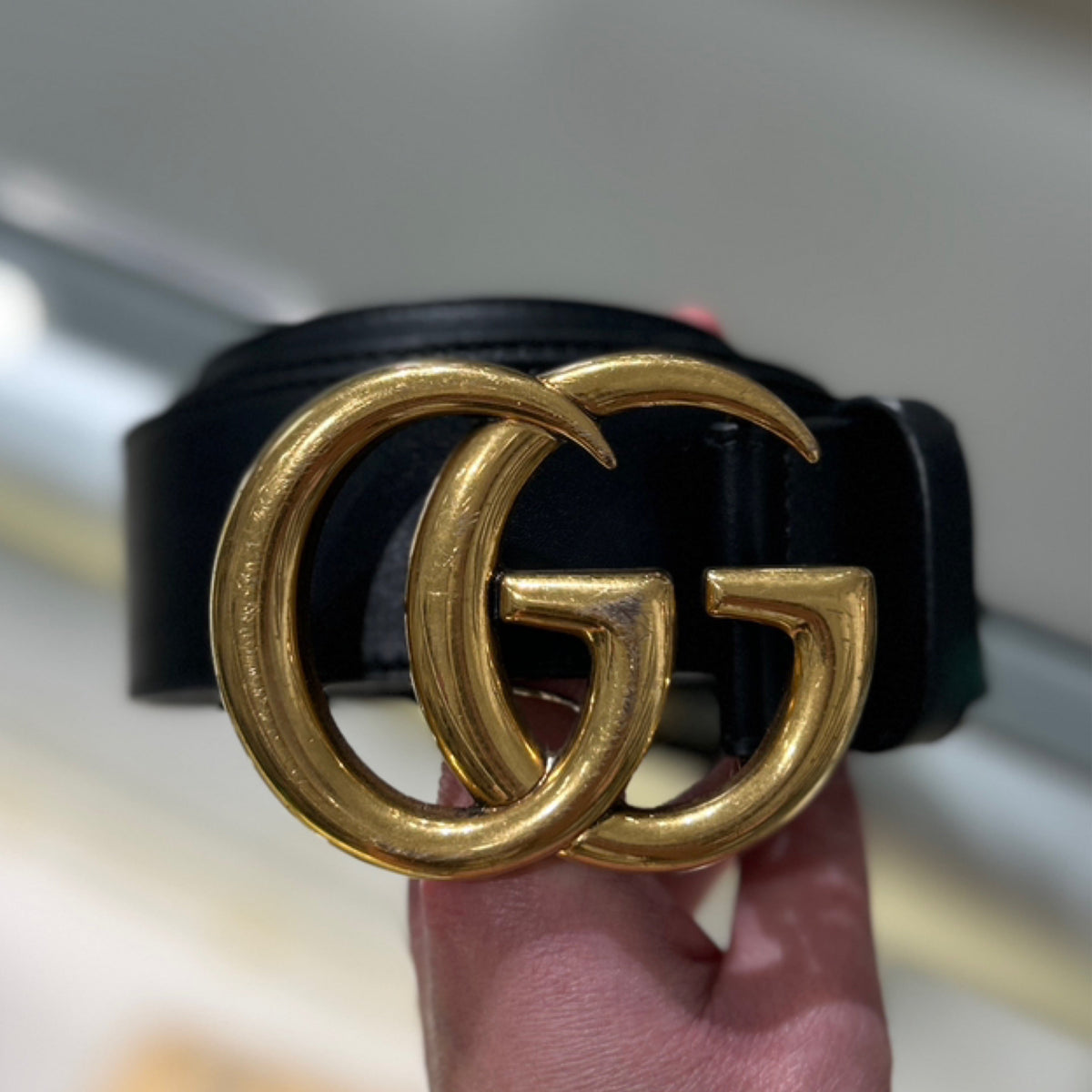 Gucci GG Marmont Wide Belt - Black Leather (80cm)