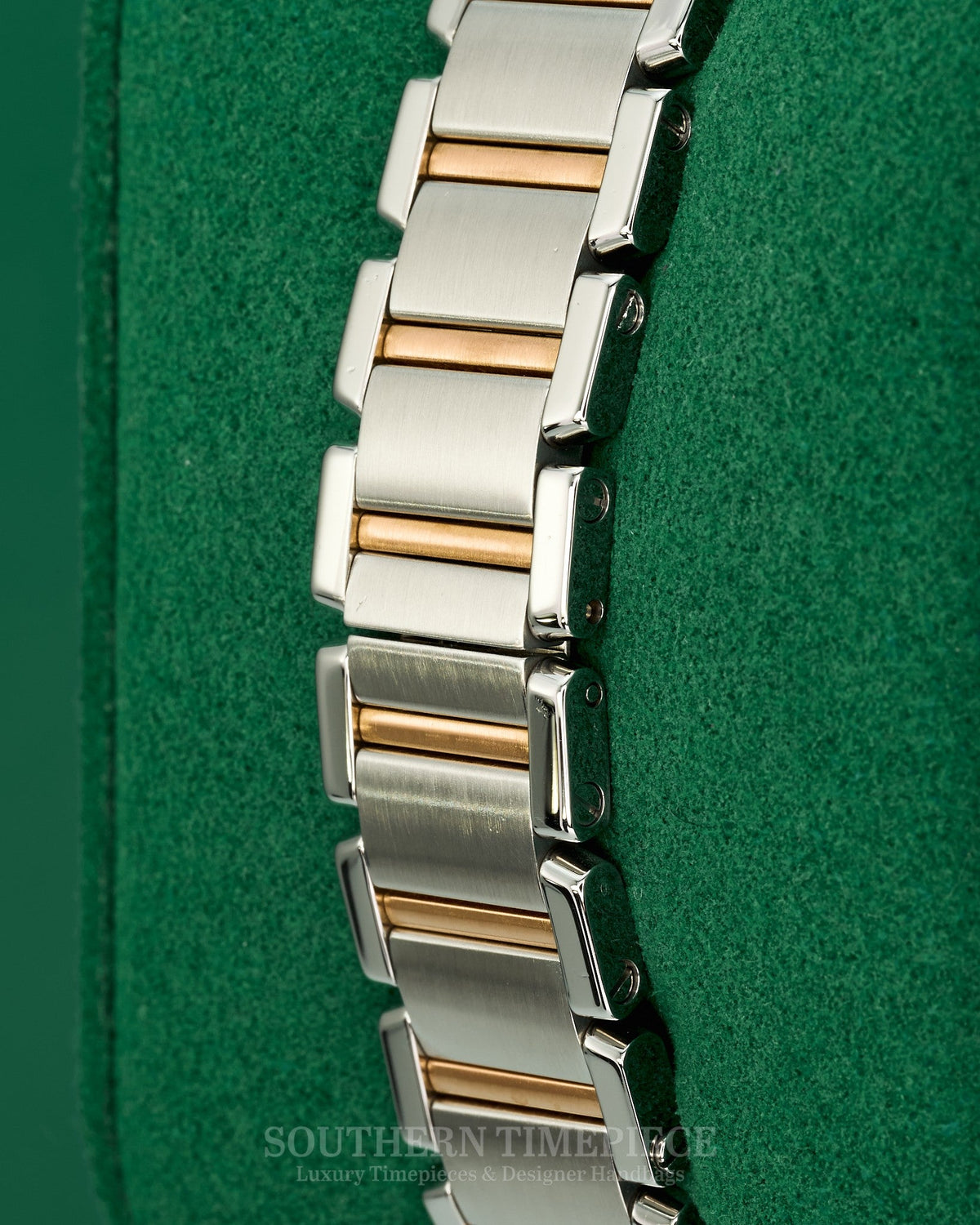 25mm Cartier Tank Francaise Small in 18kt Rose Gold and Stainless with Pink Mother of Pearl Dial and Custom Diamonds (Ref: W51027Q4)(2000's-2010's)