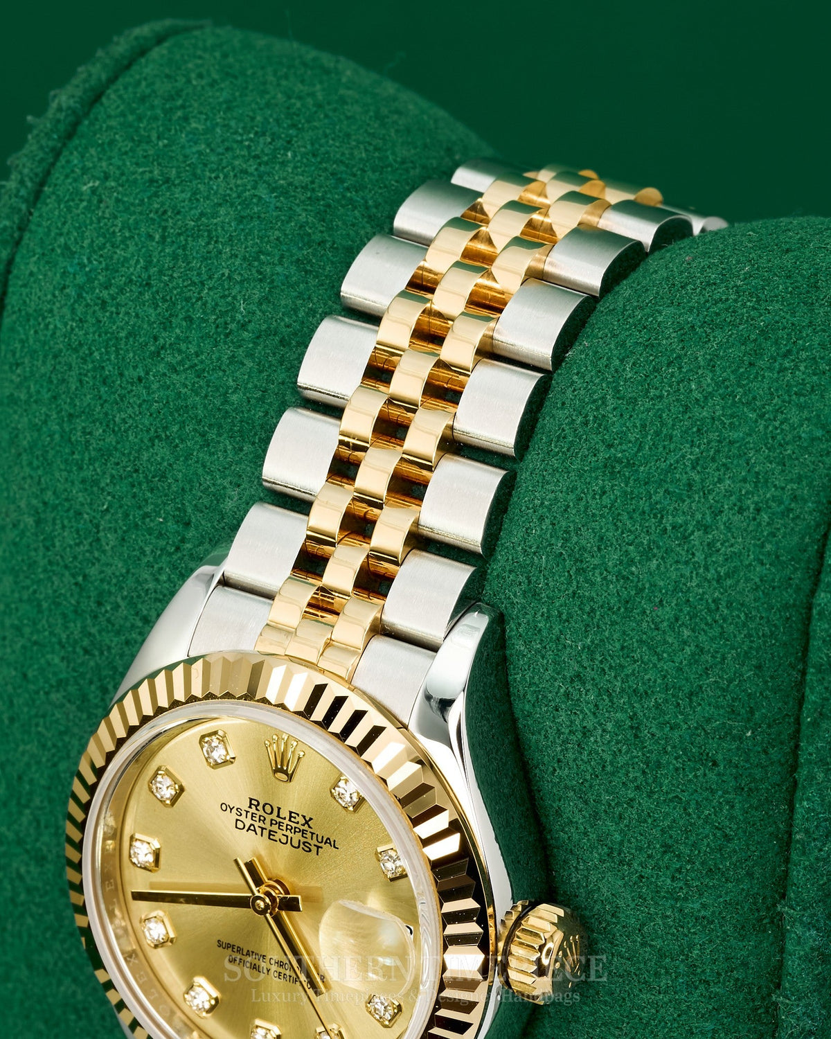 28mm Rolex Datejust with Factory Champagne Diamond Dial in 18kt Yellow Gold and Stainless on Jubilee (Ref: 279173)(Year: 2017)(Box & Papers)