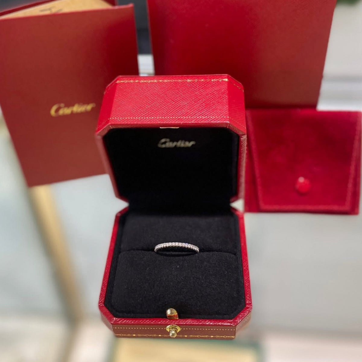 Cartier Etincelle de Cartier Wedding Band - 18k White Gold, 1.5 mm Width, Diamond Paved (Size 9)