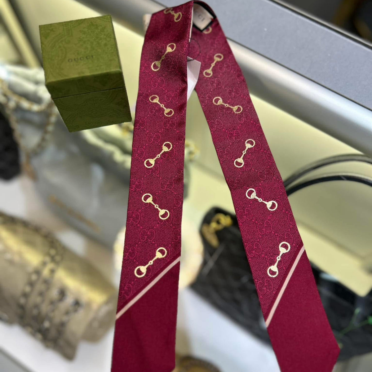 Gucci Silk Horsebit Scarf - Bordeaux Pink