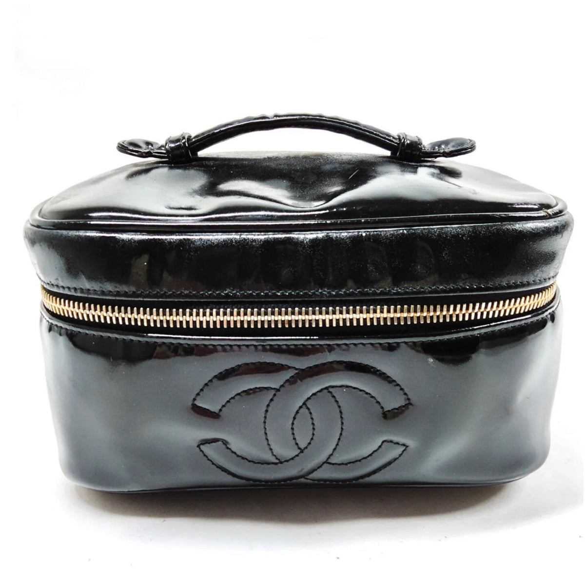 Chanel CC Small Vanity Bag - Black Patent Leather