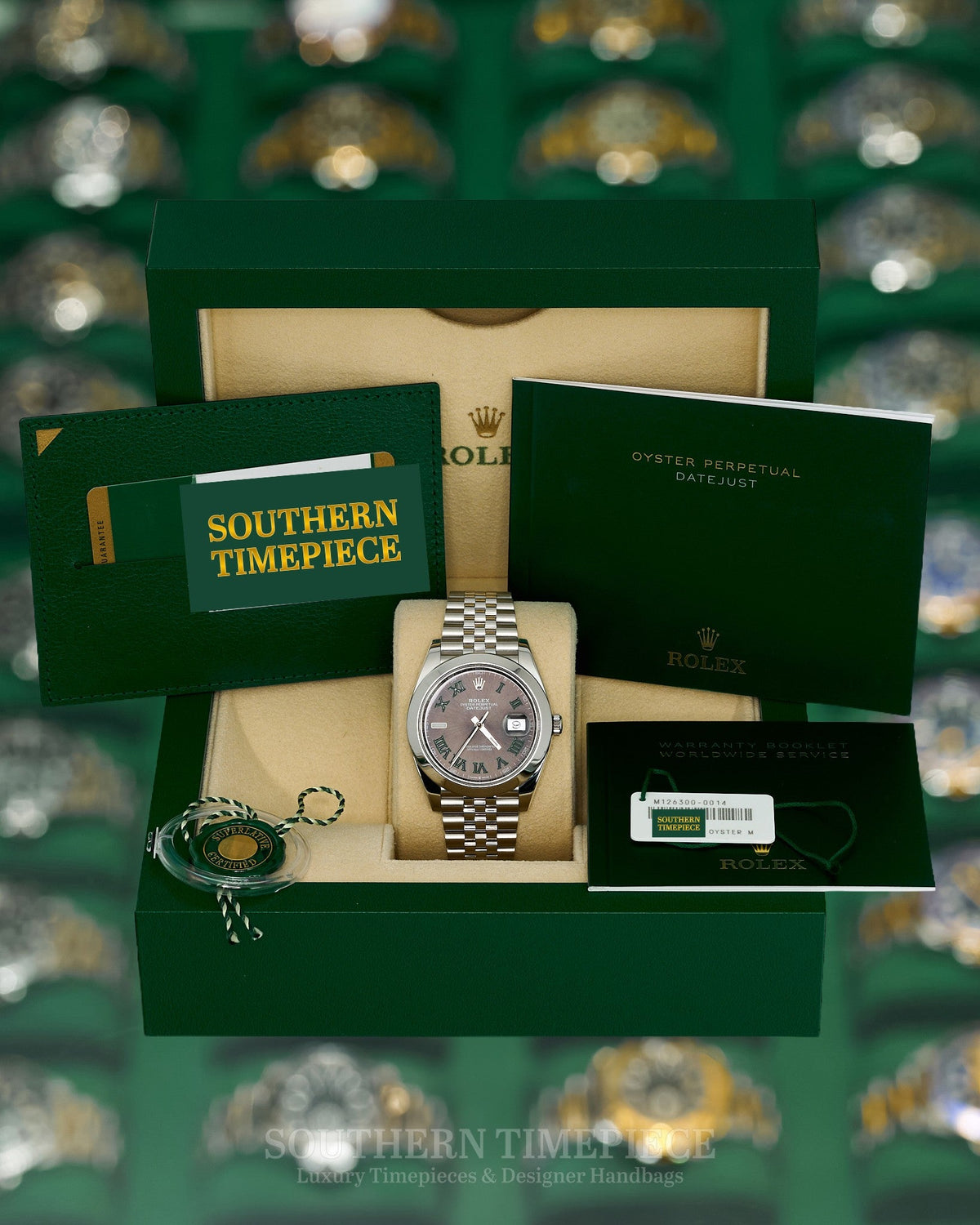 41mm Rolex Datejust "Wimbledon" in Stainless Steel on Jubilee Bracelet (Ref: 126300)(Year: 2019)(Box & Papers)