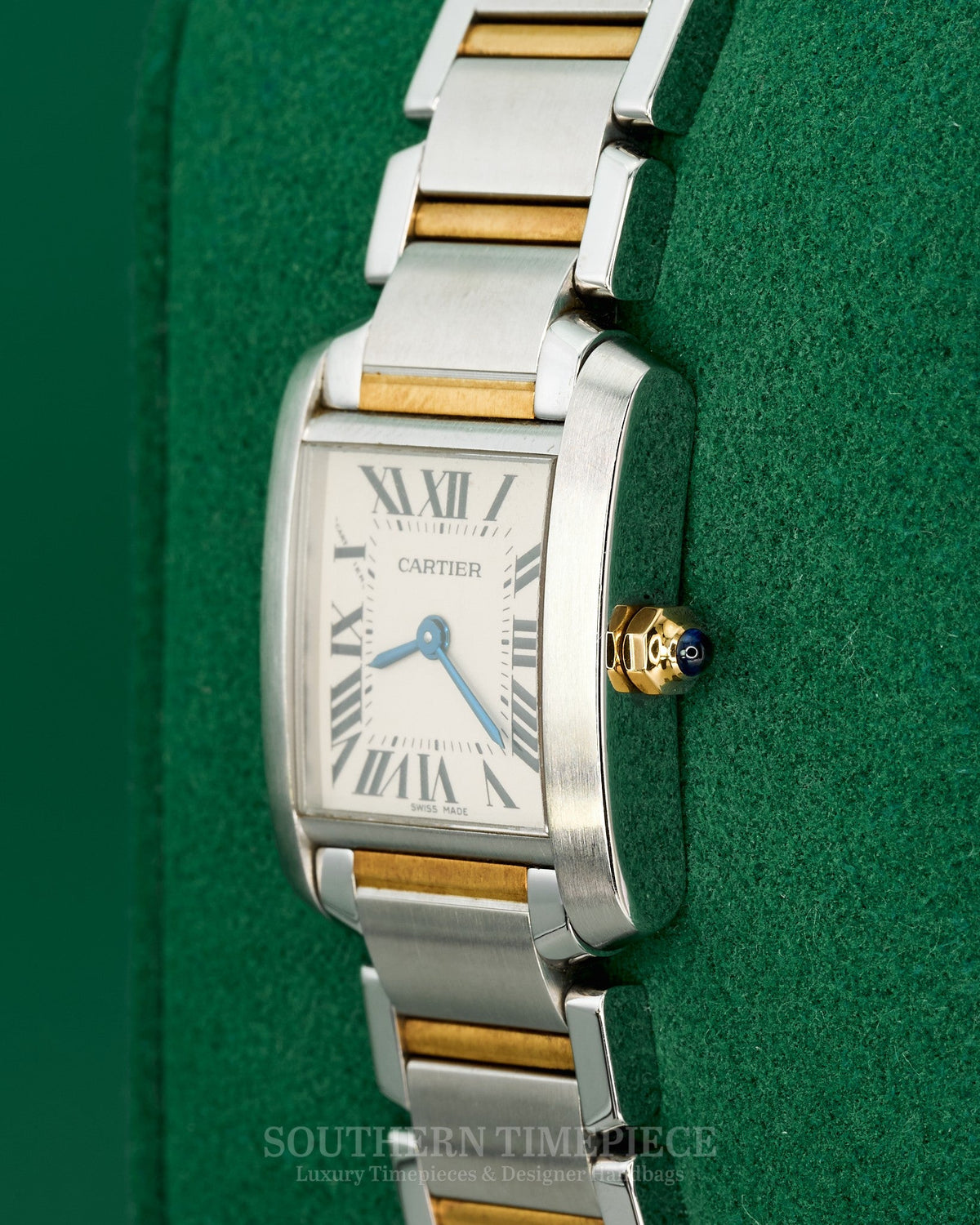 25mm Cartier Tank Francaise Small in 18kt Yellow Gold and Stainless with White Roman Numeral Dial (Ref: W51007Q4)(2000's-2010's)