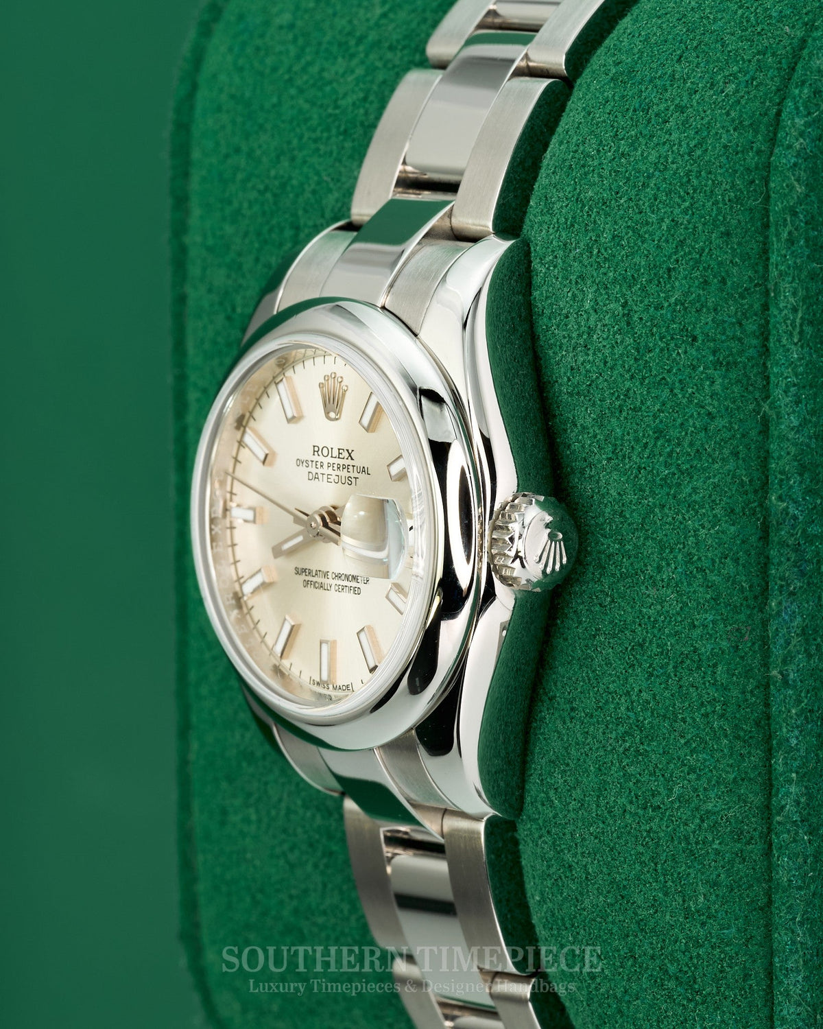 26mm Rolex Datejust with Silver Stick Dial in Stainless Steel on Oyster (Ref: 179160)(Year: 2016)(Box & Papers)