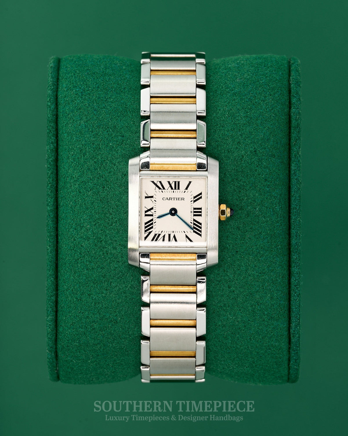 25mm Cartier Tank Francaise Small in 18kt Yellow Gold and Stainless with White Roman Numeral Dial (Ref: W51007Q4)(2000's-2010's)