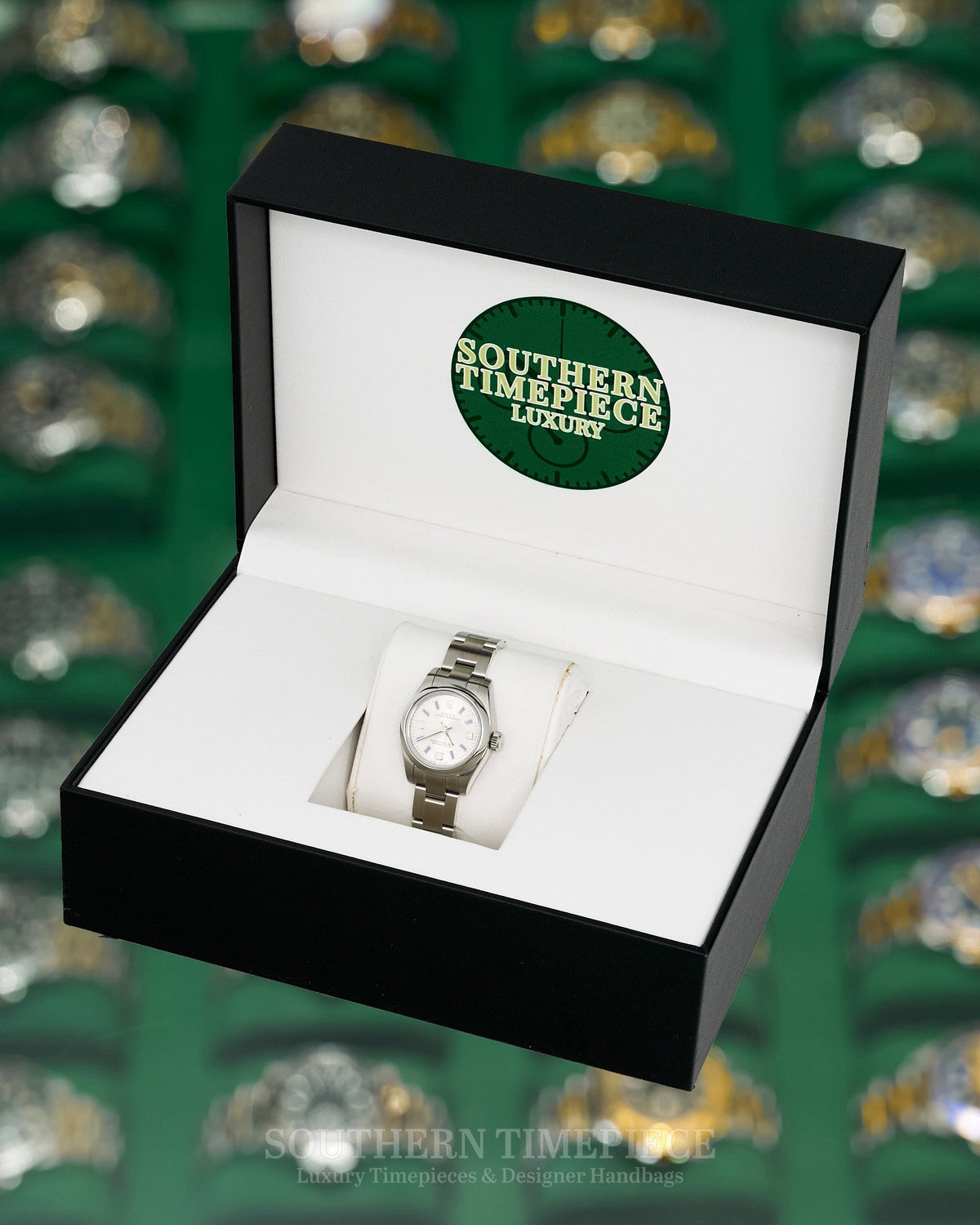 26mm Rolex Oyster Perpetual with Silver Arabic Stick Dial in Stainless Steel on Oyster (Ref: 176200)(Year: 2011+)
