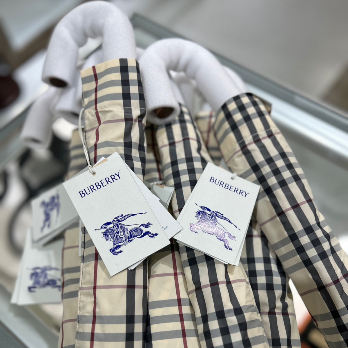 Burberry Folding Check Umbrella (New) - Archive Beige