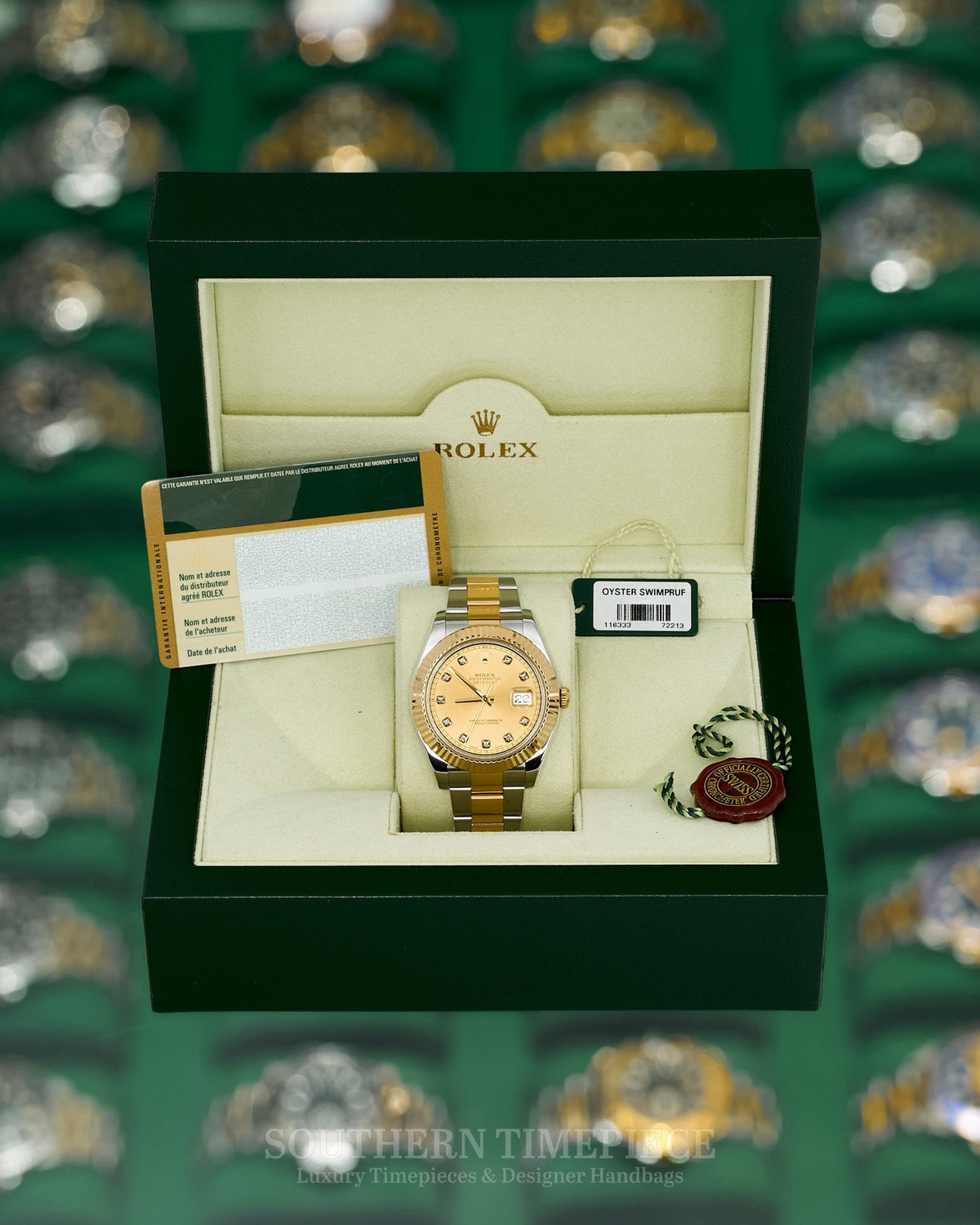 41mm Rolex Datejust in 18kt Yellow Gold and Stainless with Factory Champagne Diamond Dial (Ref: 116333)(Year: 2016)(Box & Papers)