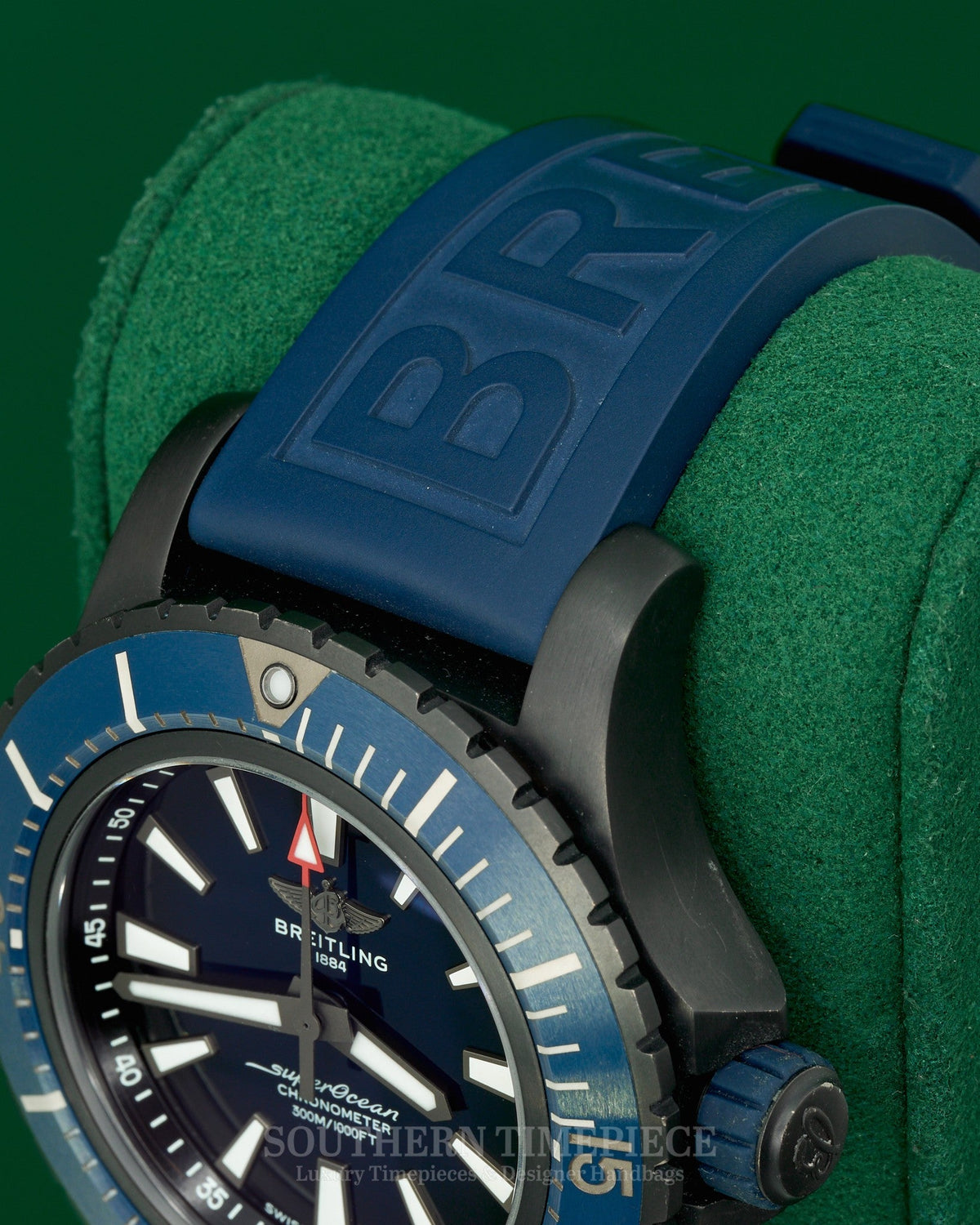 48mm Breitling SuperOcean Automatic with Blue Ombre Dial on Blue Rubber in DLC Coated Titanium (Ref: V17369)(Box)
