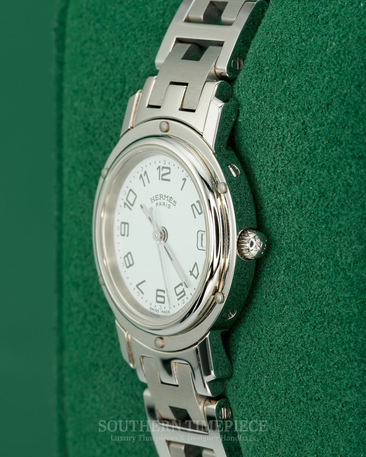24mm Hermès Clipper Watch in Stainless Steel with White Numeral Dial (Ref: CL4.210)(Year: ~2000-2010's)