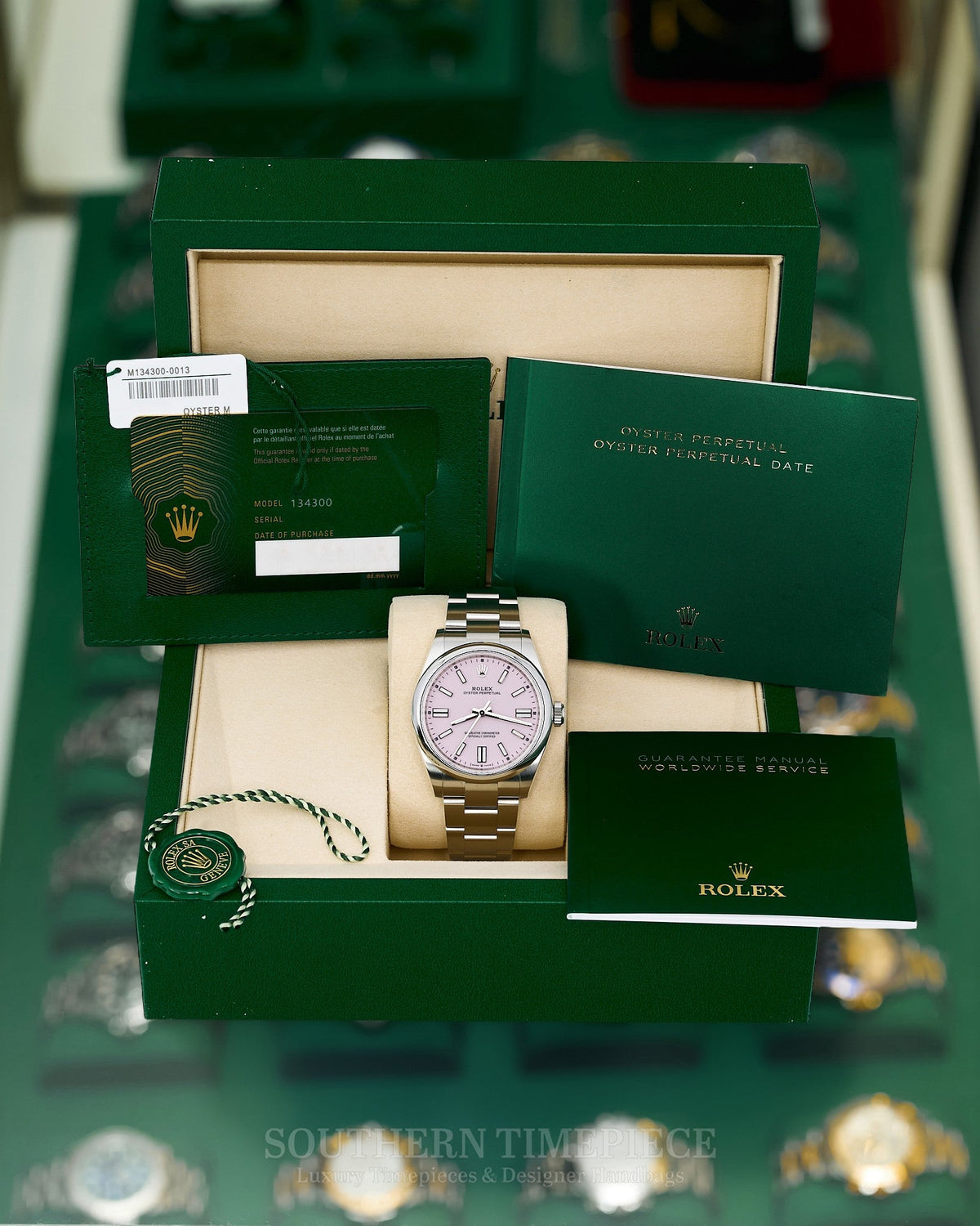 Brand New 2025 41mm Rolex Oyster Perpetual "Pink" in Stainless Steel with Smooth Bezel on Oyster Bracelet (Ref: 134300)(Year: 2025)(Box & Papers)