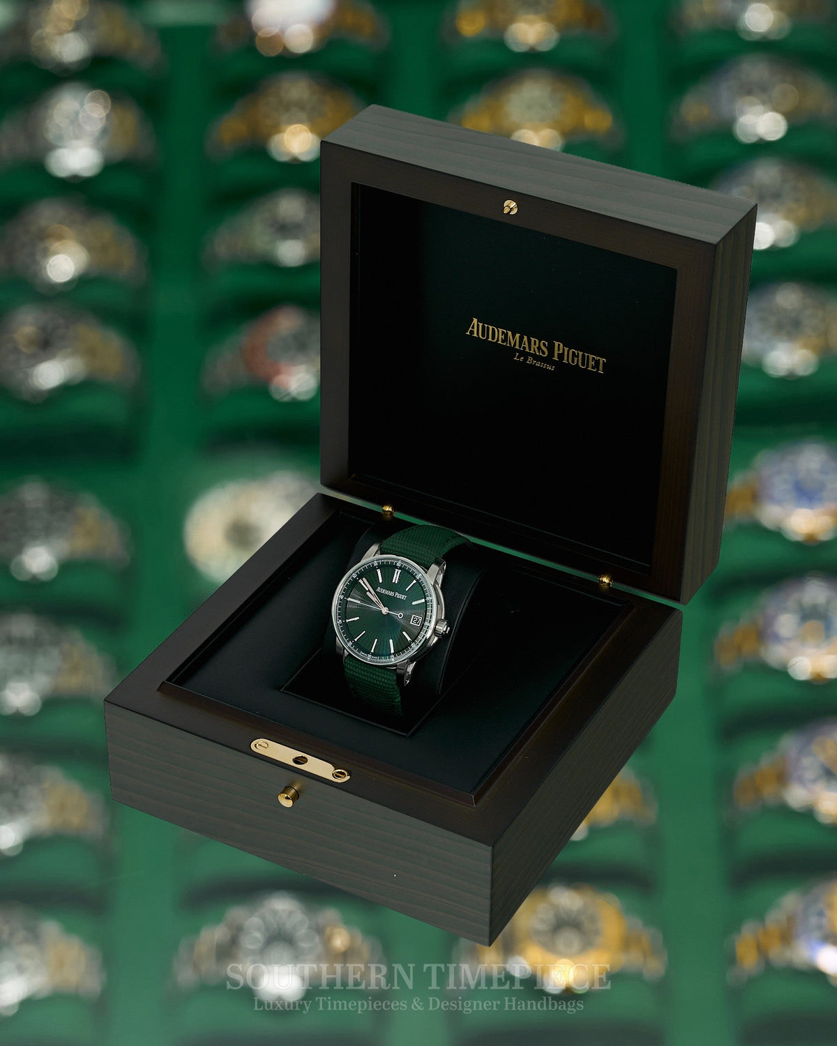 Brand New 2024 41mm Audemars Piguet Code 11.59 Green in Stainless Steel on Green Rubber (Ref: 15210ST)(Year: 2024)(Box & Papers)