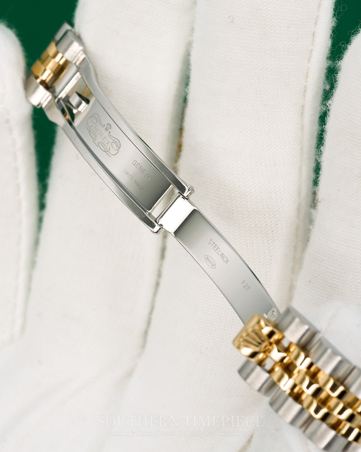 26mm Rolex Datejust with Cream Anniversary Arabic Dial in 18kt Yellow Gold and Stainless on Jubilee (Ref: 179173)(Year: 2004)