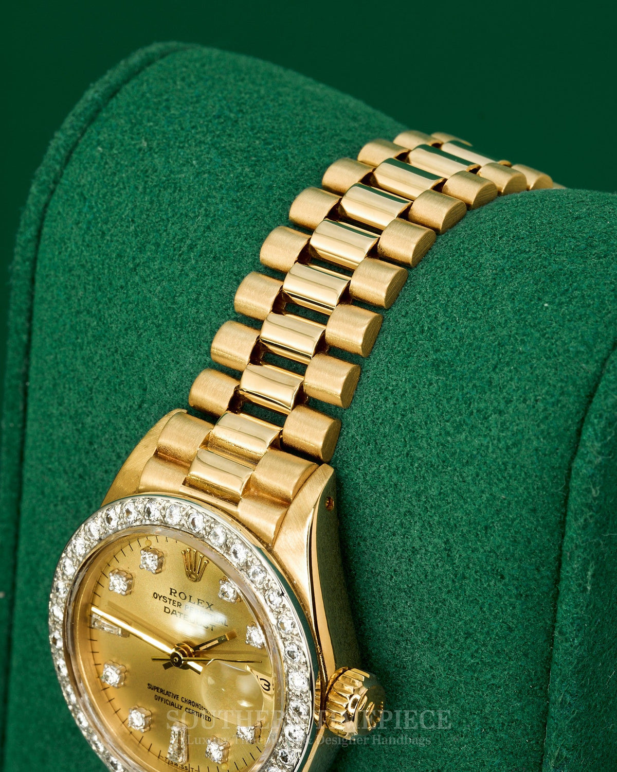 26mm Rolex Datejust "President" with a Custom Champagne Diamond Dial and Diamond Bezel in Solid 18kt Yellow Gold (Ref: 6917/8)(Year: 1983)