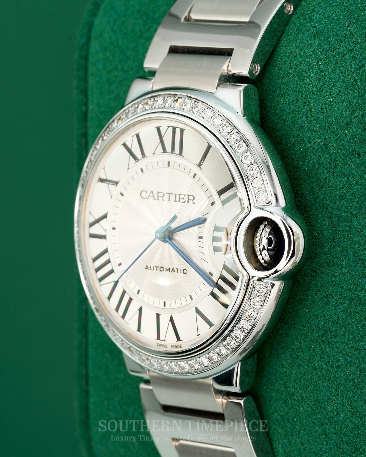 36mm Cartier Ballon Bleu in Stainless Steel with Factory Diamond Bezel (Ref: W4BB0024)(Year: 2022)(Box & Papers)