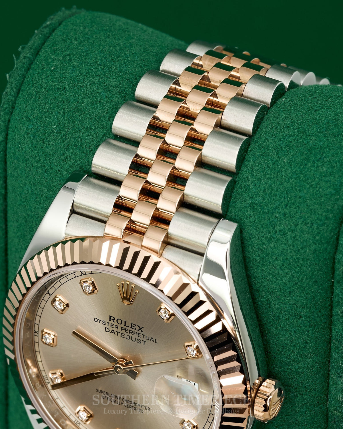 41mm Rolex Datejust with Factory Sundust Diamond Dial in 18kt Everose Gold & Stainless on Jubilee Bracelet (Ref: 126331)(Year: 2022)(Box & Papers)