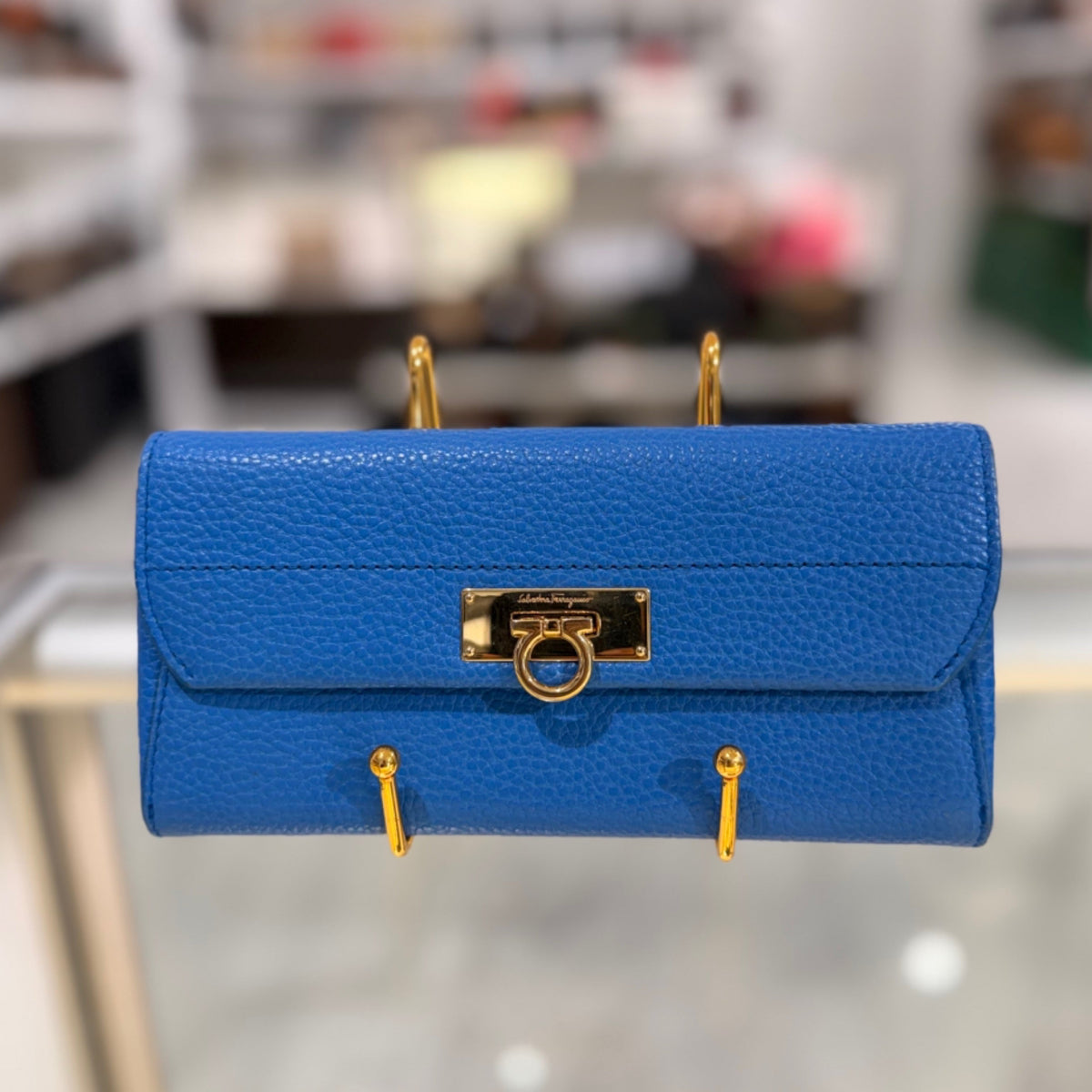 Salvatore Ferragamo Gancini Continental Wallet - Oxford Blue Leather