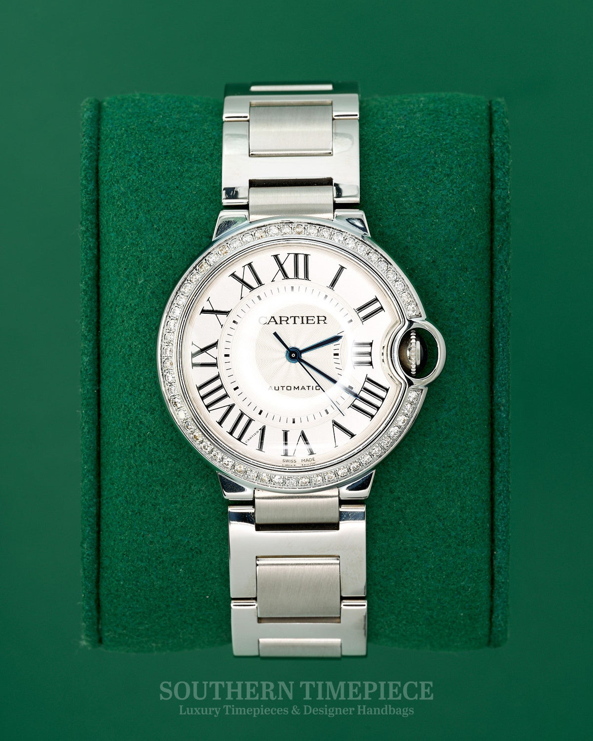 36mm Cartier Ballon Bleu in Stainless Steel with Factory Diamond Bezel (Ref: W4BB0024)(Year: 2022)(Box & Papers)