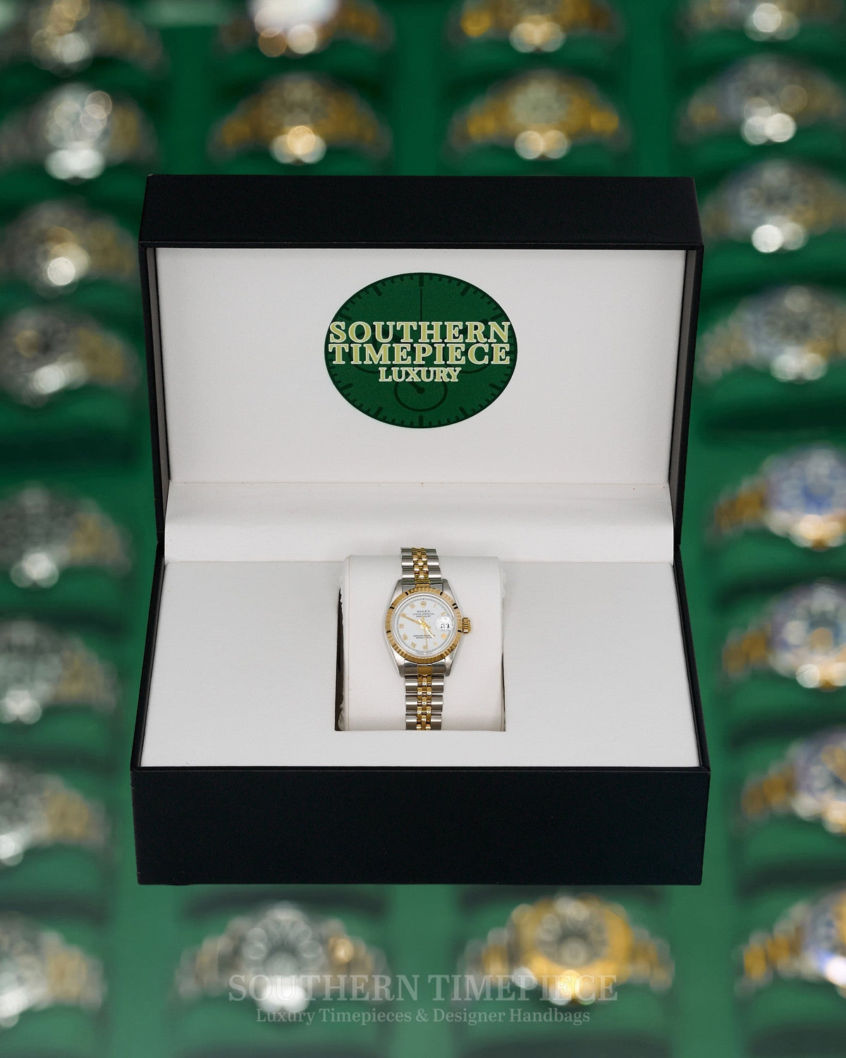 26mm Rolex Datejust with White Roman Numeral Dial in 18kt Yellow Gold and Stainless on Jubilee (Ref: 69173)(Year: 1991)
