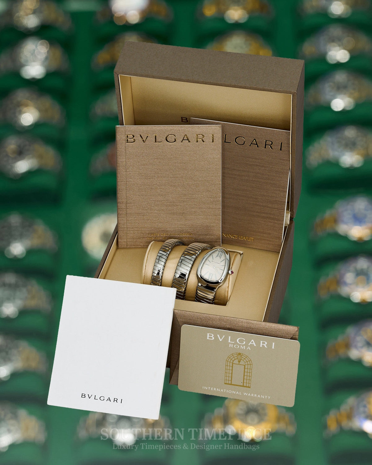 35mm Bvlgari Serpenti Tubogas Watch with Silver Dial in Stainless Steel with Double Spiral Bracelet (Ref: 101911)(Year: 2020)(Box & Papers)