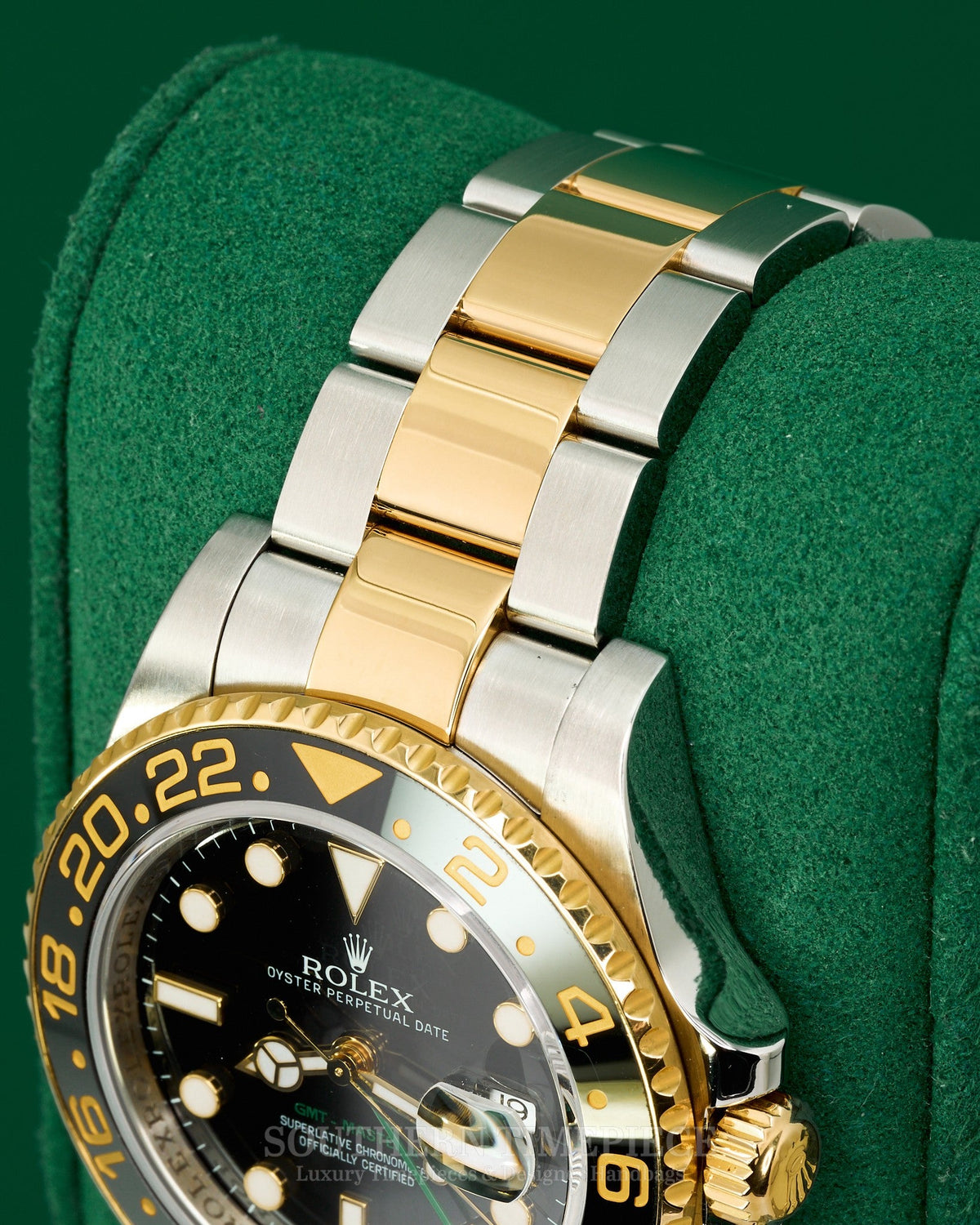 40mm Rolex GMT-Master II Black/Black in 18kt Yellow Gold and Stainless on Oyster (Ref: 116713LN)(Year: 2012)(Box & Papers)