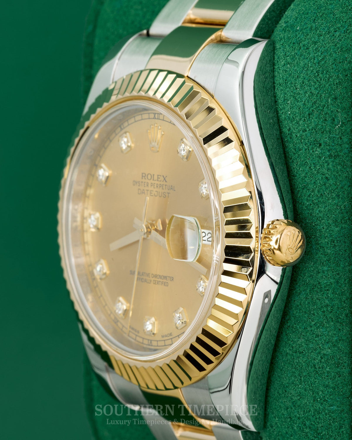 41mm Rolex Datejust in 18kt Yellow Gold and Stainless with Factory Champagne Diamond Dial (Ref: 116333)(Year: 2016)(Box & Papers)