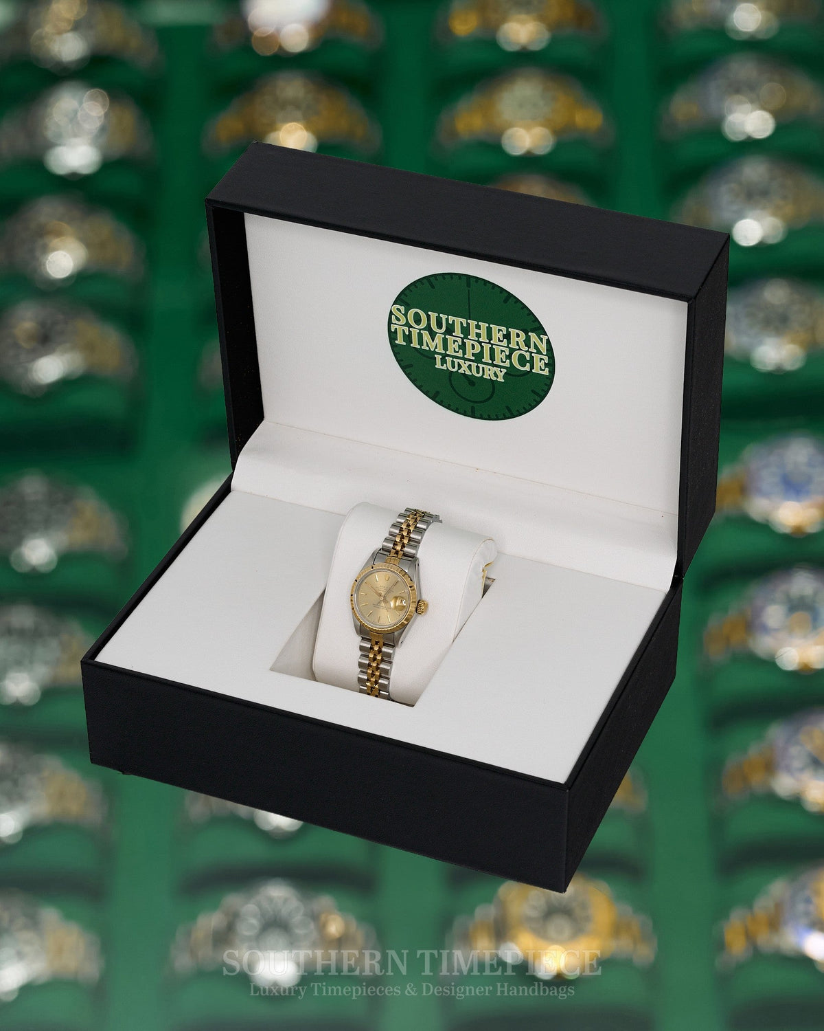 26mm Rolex Datejust with a Custom White Diamond Dial in 18kt Yellow Gold and Stainless on Jubilee (Ref: 69173)(Year: 1990)(SKU: 8324688)