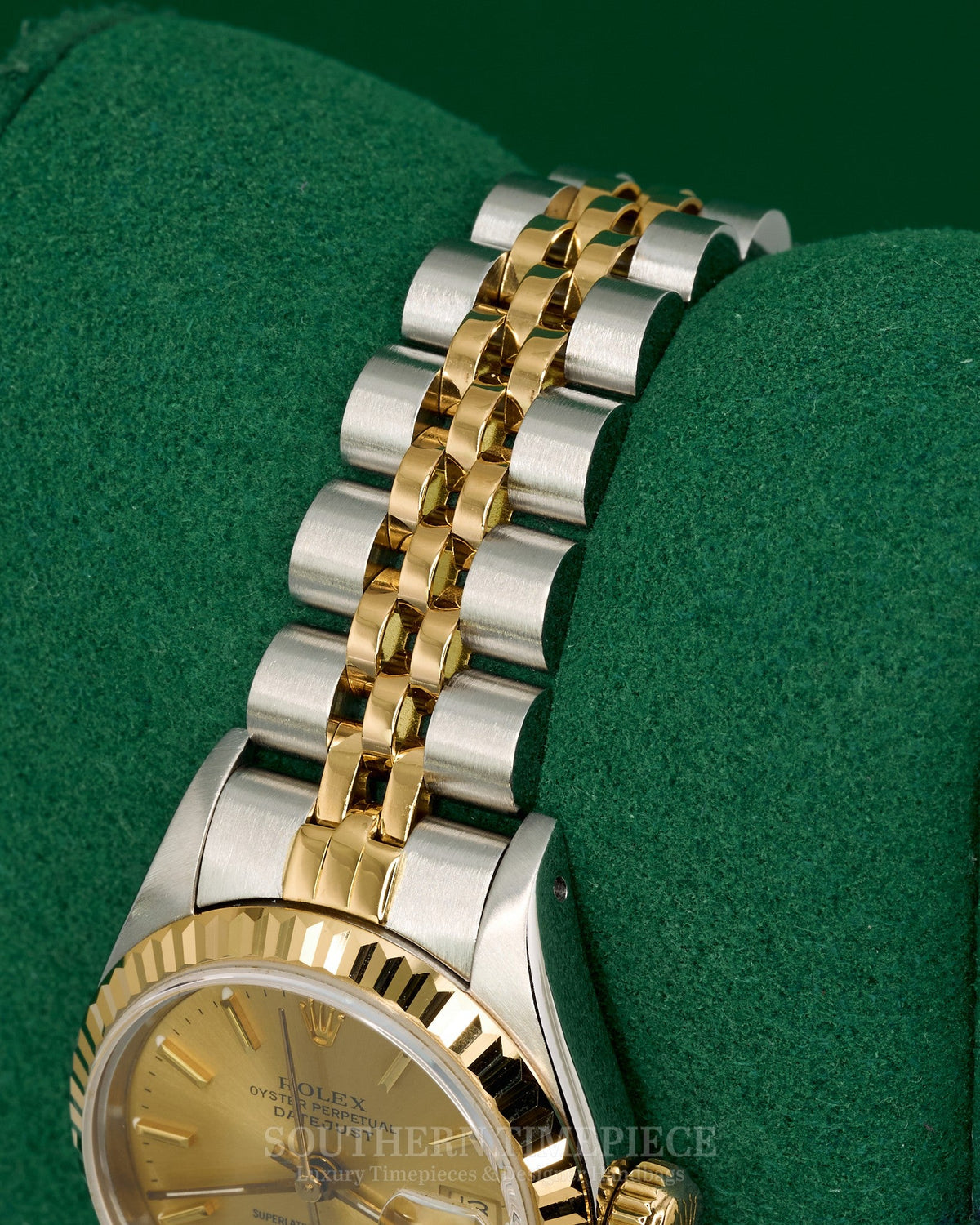 26mm Rolex Datejust with a Custom White Diamond Dial in 18kt Yellow Gold and Stainless on Jubilee (Ref: 69173)(Year: 1990)(SKU: 8324688)