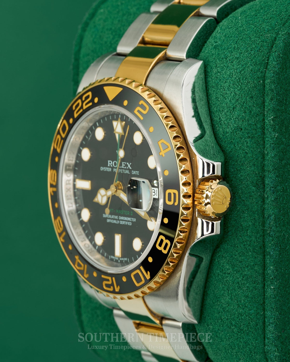 40mm Rolex GMT-Master II Black/Black in 18kt Yellow Gold and Stainless on Oyster (Ref: 116713LN)(Year: 2009)(Box & Papers)