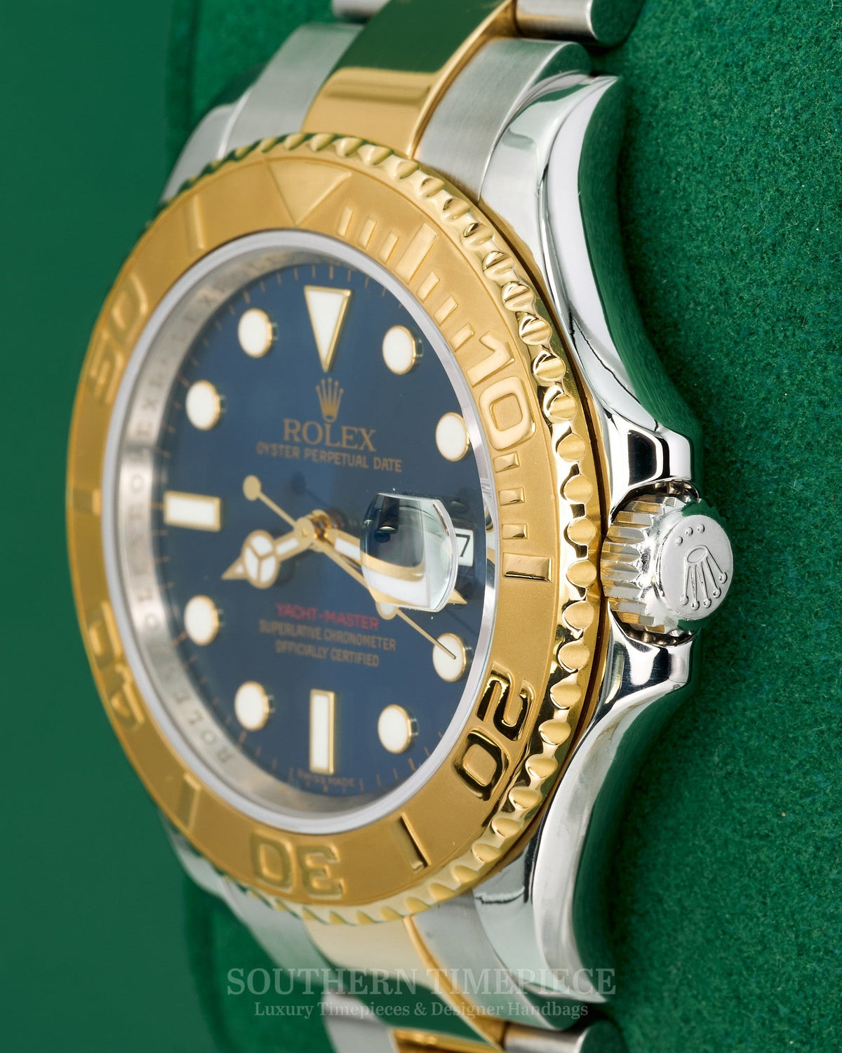 40mm Rolex Yacht-Master with a Factory Blue Dial in 18kt Yellow Gold and Stainless on Oyster (Ref: 16623)(Year: 2008)(Original Box)