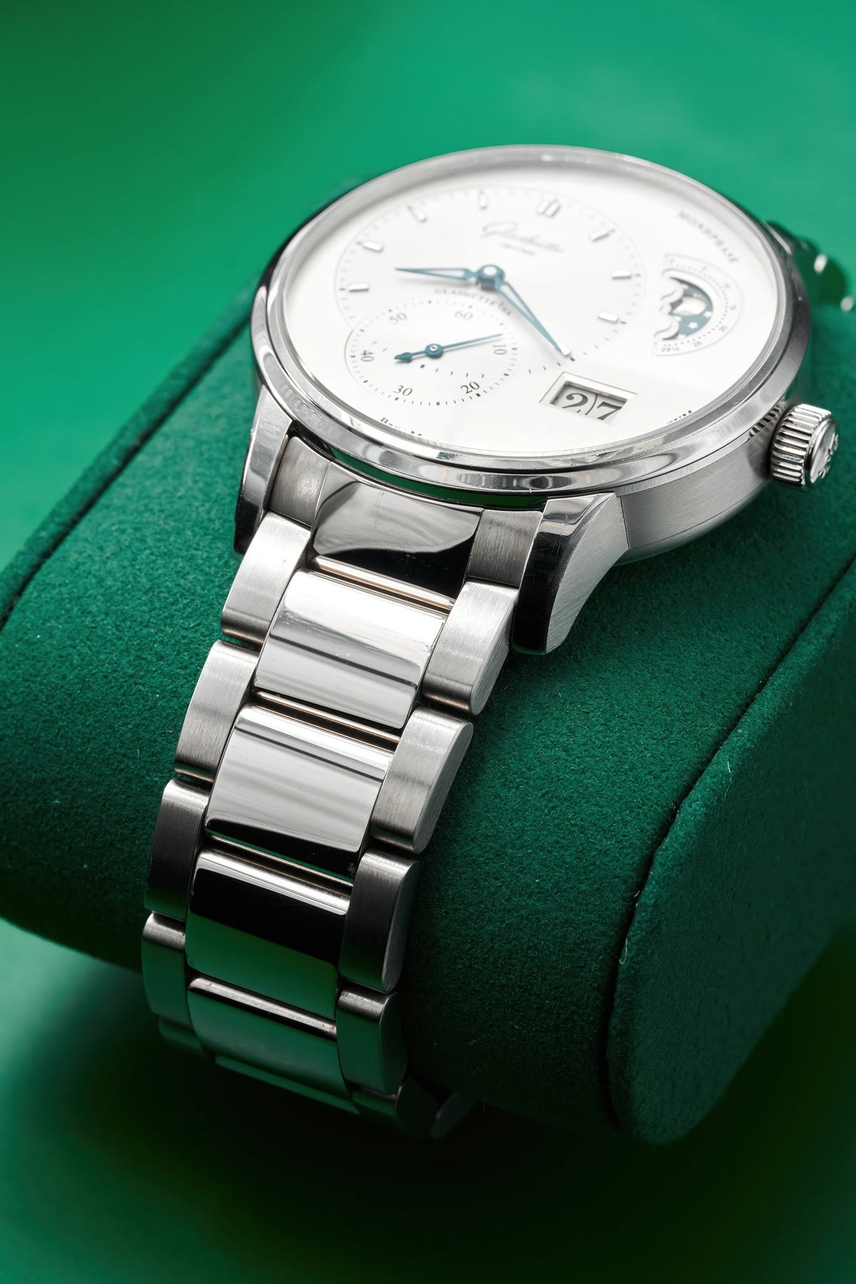 40mm Glasshutte PanoMaticLunar with Silver Dial in Stainless Steel on Bracelet (Ref: 1-90-02-42-32-71)(Year: 2021)(Box & Papers)