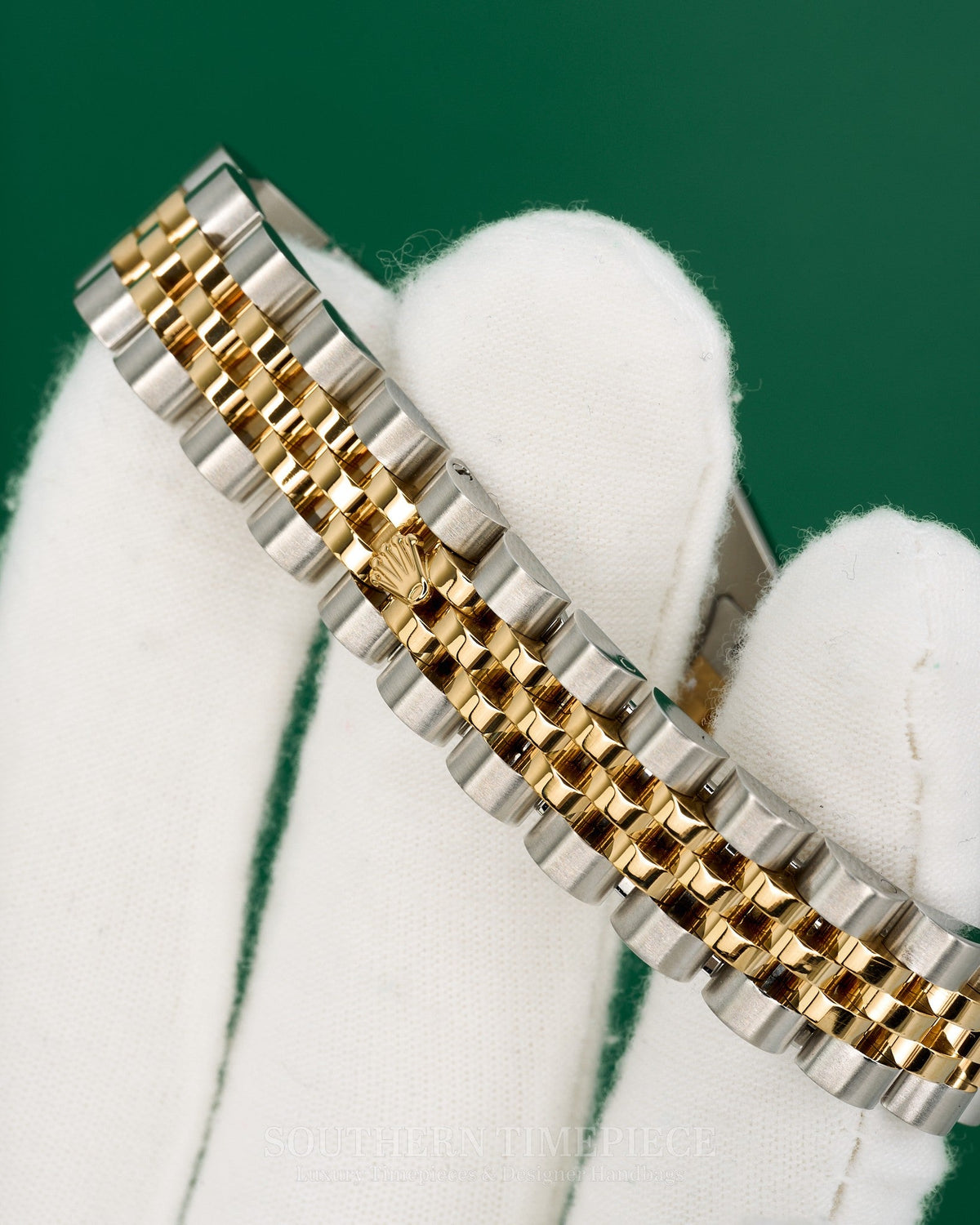26mm Rolex Datejust with Cream Anniversary Arabic Dial in 18kt Yellow Gold and Stainless on Jubilee (Ref: 179173)(Year: 2004)