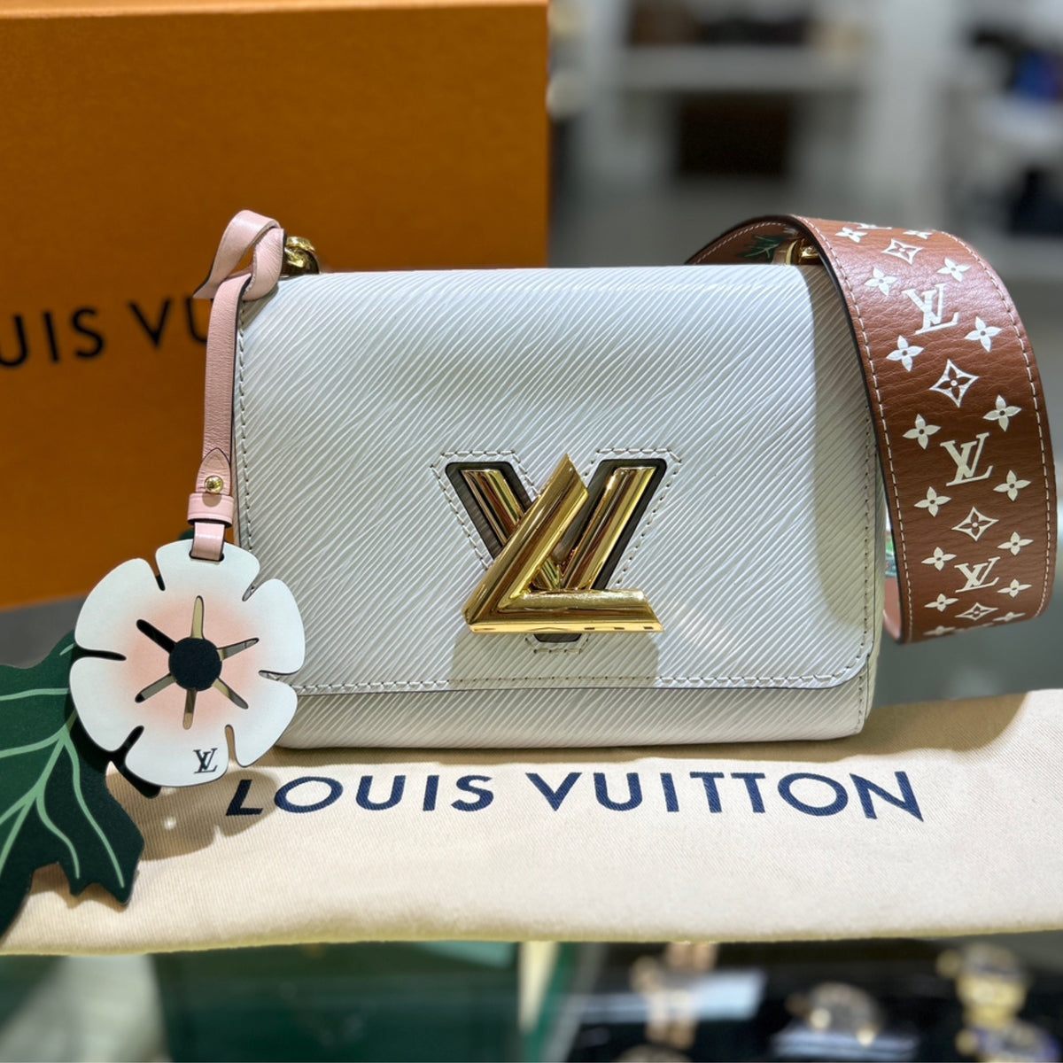 Louis Vuitton Limited Edition Twist PM Asnieres Flowers - White Epi Leather