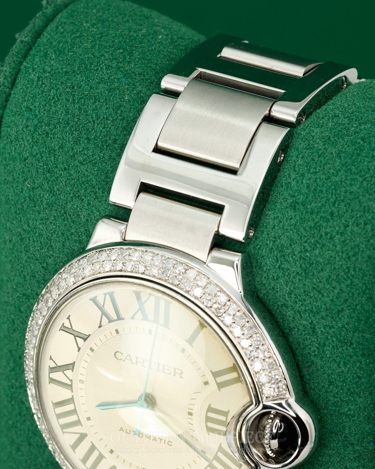 36mm Cartier Ballon Bleu Large in Stainless Steel with Custom Diamonds (Ref: W6920046)(Year: 2000's-2010's)