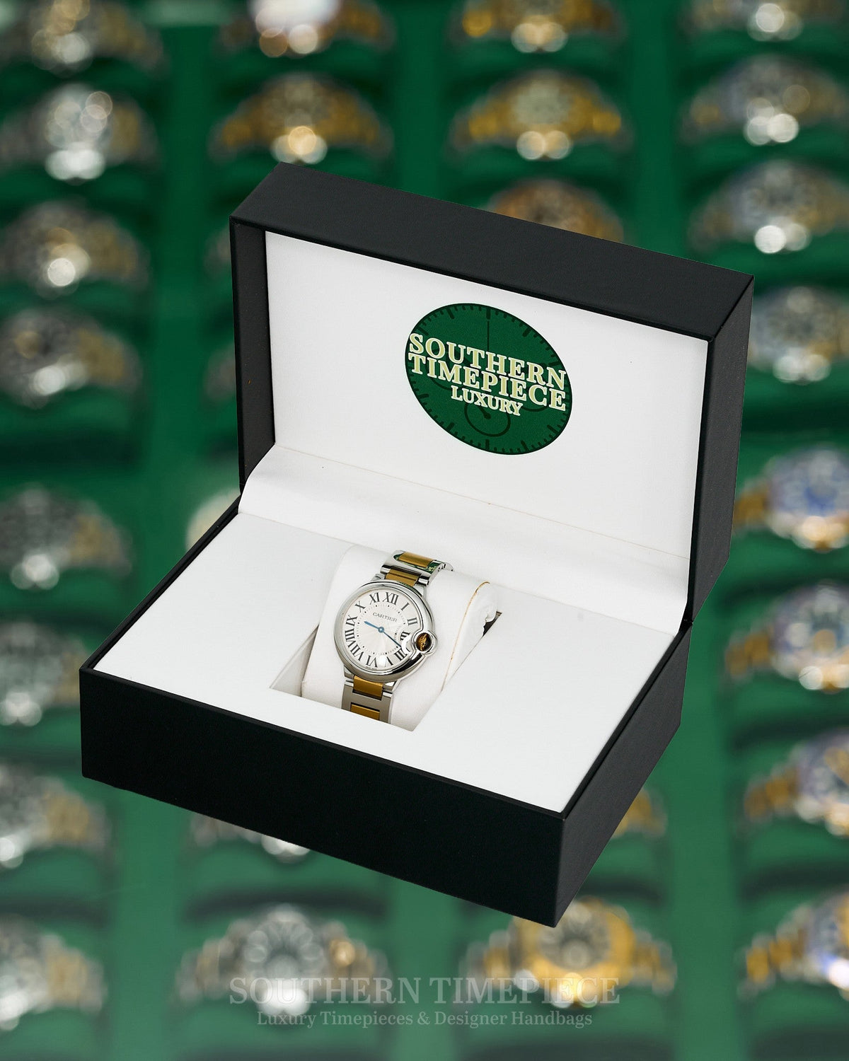 36mm Cartier Ballon Bleu in 18kt Yellow Gold and Stainless with Silver Roman Dial (Ref: W69008Z3)(Quartz)