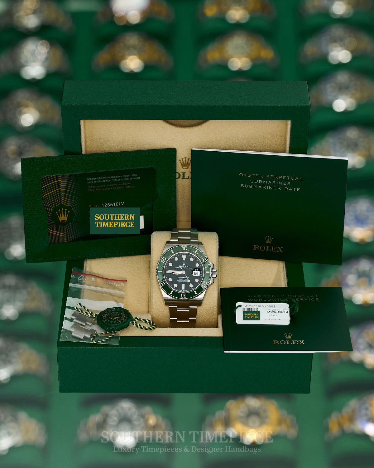 41mm Rolex Submariner Date "Starbucks" with Anniversary Green Bezel (Ref: 126610LV)(Year: 2023)(Box & Papers)