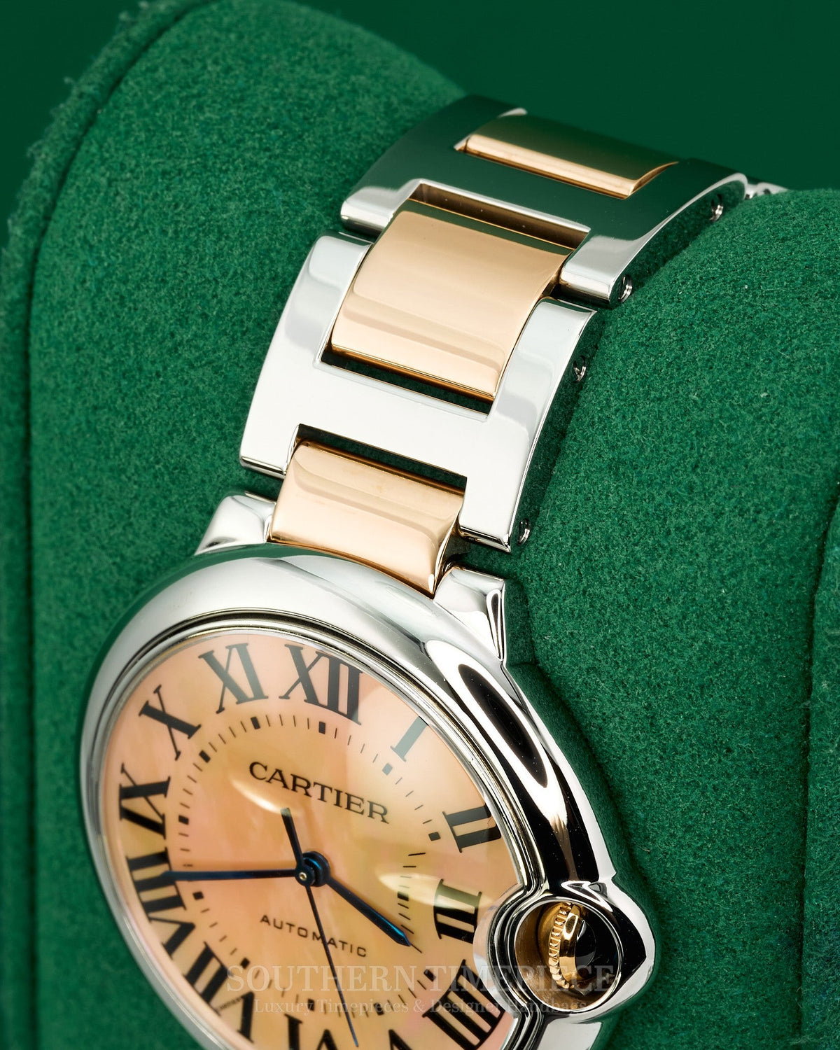 36mm Cartier Ballon Bleu with Factory Pink Mother of Pearl Dial in 18kt Rose Gold and Stainless Steel (Ref: W6920033)(Year: 2000's-2010's)