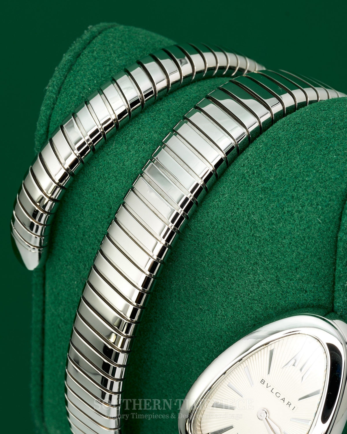 35mm Bvlgari Serpenti Tubogas Watch with Silver Dial in Stainless Steel with Double Spiral Bracelet (Ref: 101911)(Year: 2020)(Box & Papers)