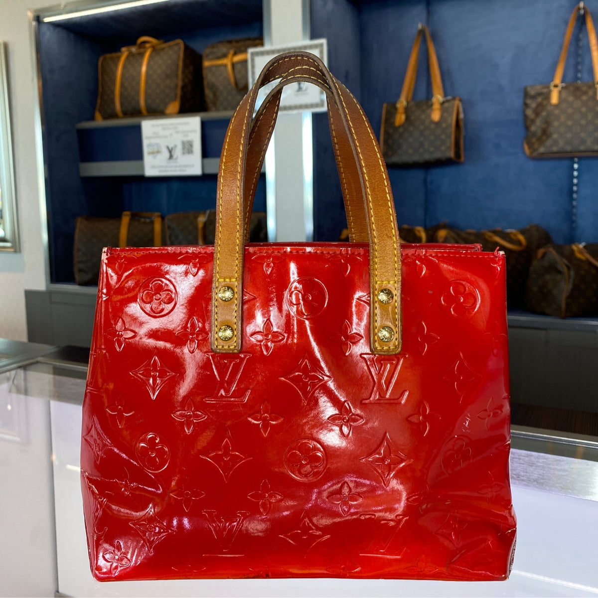 Louis Vuitton Reade PM Handbag - Rouge Monogram Vernis Leather