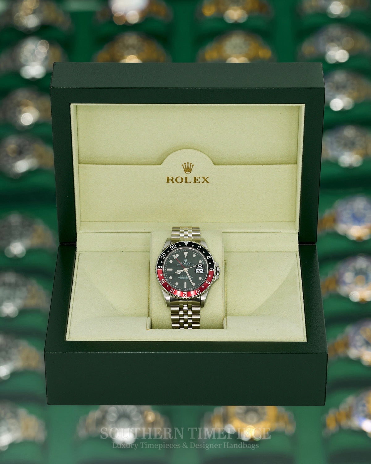 40mm Rolex GMT-Master II "Coke" in Stainless Steel with Red & Black Bezel (Ref: 16710)(Year: 1998)(Box & Appraisal)
