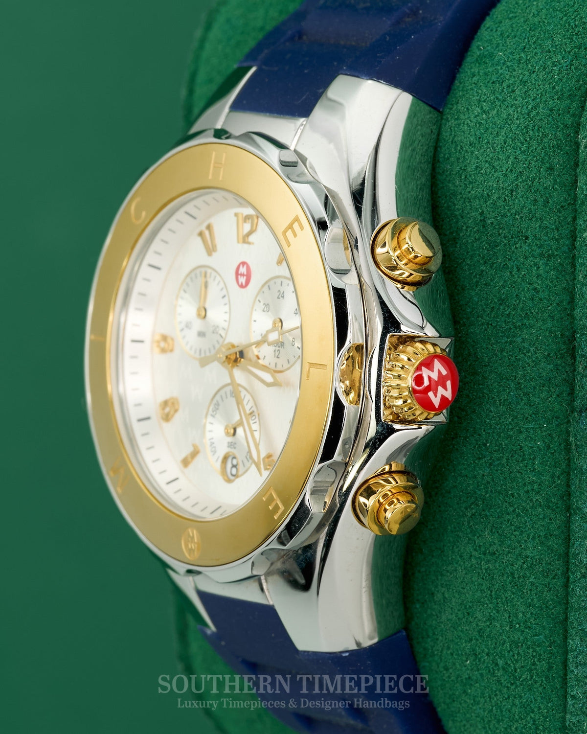 Michele Jelly Bean Tahitian Watch w/ Navy Silicone Band