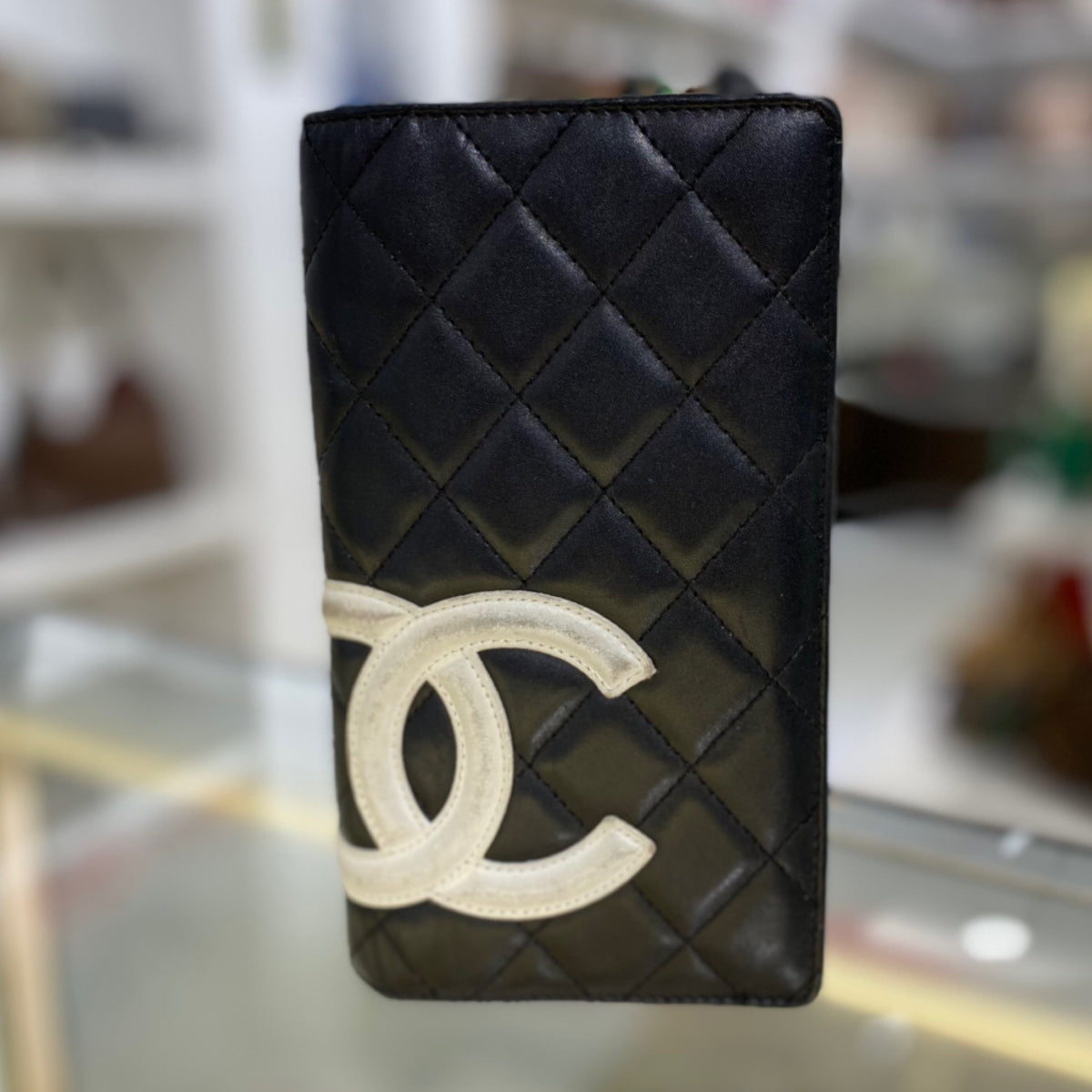 Chanel Cambon Long Bifold Wallet - Black Lambskin