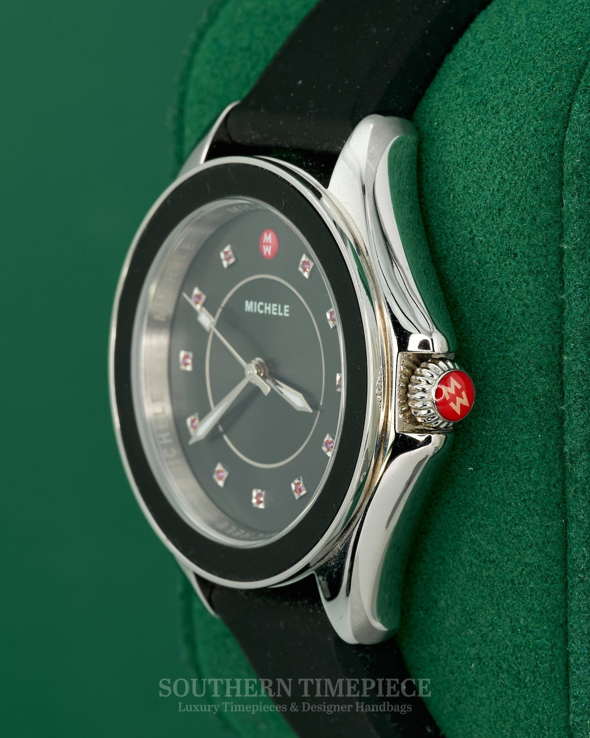 Michele Cape Watch w/ Black Silicone Band