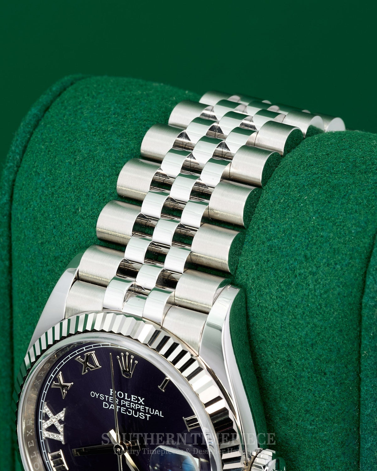 36mm Rolex Datejust in Oystersteel and 18kt White Gold with Factory Purple Diamond Dial on Jubilee (Ref: 126234)(Year: 2021)(Box & Papers)